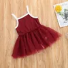 0-18M born Infant Baby Girls Tutu Dress Tulle Party 1st Birthday es For Girl Christmas Red 210515