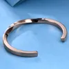 4MM Width Rose Gold Plated Curving Stainless Steel Opening Bangle Bracelet