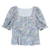 Maak Frans Floral Chiffon Shirt Vrouwelijk Ontwerp Gevoel Small Summer Sweet Little Cow of Cultivate One's Morality 210531