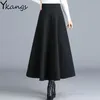 Plus Size 3XL High Waist Long Skirts Women Wine Red Black Pleated Skirt Fashion Elegant Office Ladies Faldas Saia Jupe 210421