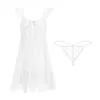 Blanc doux dentelle été double couche fée princesse style français jarretelle chemise de nuit chemise de nuit jeune fille robe de sommeil M/L Q0818