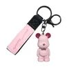 Keychains Resin Bear Keychain Cute Men And Women Couple Bag Pendant With Bow Tie Kawaii Lanyard For Keys Auto Backpack Gift