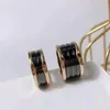 Rose Gold Spring Pressable Ring Black and White Band Rings Ceramic Double Couple Ring High-end Quality Electroplate New Arrival Engagement Beach good