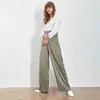 Twotwnstyle zomer losse casual broek voor vrouwen hoge taille maxi brede beenbroek vrouwelijke elegante mode kleding 211124