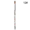 Falska naglar Nail Art Brush Acrylic UV Gel Glitter Målning Borstar Kristallhandtag Nylon Carving Flower Pennor för CIN6 899