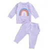 0-3y herfst winter peuter baby geboren baby meisjes kleding set regenboog lange mouw top ruches broek outfits kleding 210515