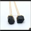 Rock Quartz Tourmaline Irregular Healing Crystal Necklace Black Pendant Druzy Jewelry Natural Chakra Stone Qylsfh Vaega lsgxa