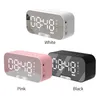 Altavoces portátiles Reloj despertador dual 3 niveles Brillo Radio FM Música Estéreo Inalámbrico Dormitorio Oficina Altavoz LED Pantalla de espejo