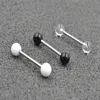 100pcs Acrylic Ball Tongue/ Nipple Ring Barbells Bar 14G~16mm Retainers Body Piercing Jewelry 14Gx16mmx6mm/6mm