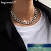 Punk cubain court collier ras du cou Collares Goth couleur argent grosse chaîne en métal lourd en acier inoxydable collier hommes femmes bijoux