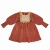 Vestido de suéter de niña de primavera Color caramelo Manga larga abullonada Lana de punto Ropa para niños E01 210610