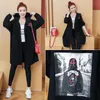 Kadın Ceketler Sonbahar Kış Kore Kadınlar Siyah Gevşek Denim Ceket Moda Kapüşonlu Artı Boyutu Kot Palto Uzun Rahat Giyim Tops R676