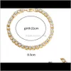 Drop Leverans 2021 6mm 5mm 4mm M Iced Out Tennis Armband Zirconia Triple Lock Hiphop Jewelry 1 Row Cubic Luxury Men Armets SF716