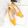 Chaussures habillées 2021 automne mode femmes 6 cm talons hauts chaton bas bout pointu rouge jaune cuir coréen brillant