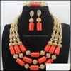 Earrings & Necklace Jewelry Sets Beautif Purple Coral Beads Nigerian Wedding Set African Costume W13669 Drop Delivery 2021 Oe2Qb