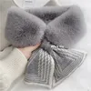 Kvinnors Höst och Vinter Ins Plush Scarf Artificial Rabbit Fur Collar Striped Tjockad Värme Hals Fur Collar
