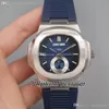 2022 5726 Årlig kalender Moon Phase Automatic Mens Watch Stål Väska Svart Texturerad Dial Stick Markörer Gummi Rem 6 Styles Klockor Puretime01 E18RB-F6