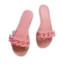Sandaler tofflor kvinnors europeiska och amerikanska transparent ett ord cool platt häl casual strandskor önskar