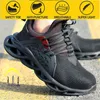 Chaussures de sécurité respirantes d'été Surface Assurance du travail pour hommes Anti-écrasement et anti-perçage Travail de protection 211217