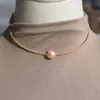 Pendant Necklaces Freshwater Pearl Choker And Bangle Set Delicate 14K Gold Color Solid Easy Wearing Jewelry For Women262O