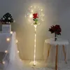 DIY LED -lätta ballonger står med Rose Flower Bouquet Event Decoration Birthday Party Wedding Decoration LED Bubble Balloon Y0622291C