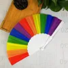 Novelty Items Rainbow Hand Held Folding Silk Fan Vintage Style Design Fans For Birthday Graduation Holiday RH1348