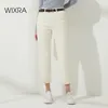 Wixra Kvinnor Deminbyxor med sashes Streetwear Casual High Waist Loose Denim Jeans Knappar Fickor Femme Vår Höst 211008