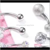 & Bell Drop Delivery 2021 5Pcs Sexy 316L Surgical Steel Bar Belly Button Rings Women Crystal Ball Girls Navel Piercing Barbell Earring Stone