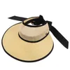 Utomhushattar Panama Kvinnor Bowknot Straw Hat Empty Top 2021 Fashion Women's Summer Sun Protection Sports Fishing Beach