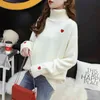 Höst och vinter Kvinnors Slitage Koreansk Loose High Collar Sweater Top Tjockat botten Pull Femme 11867 210521