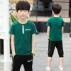 Boys Clothes Set Summer Short Sleeve T-Shirt +Pants 2Pcs Kids Boy Sports Suit Children Clothing Outfits Teen 5 6 8 9 10 12 Years X0802