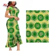 Xiaohuagua vax afrikansk tyg grön polyester ankara traditionell batik högkvalitativ sömnad kvinnors parti klänningar FP6420 210702