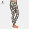 Lettigliette super morbido latte di seta stampa carino cani design plus size leggings moda vita alta vita fitness elastico donna 211204