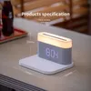 Desk & Table Clocks 3in1 Smart Alarm Clock Wireless Phone Charger Adjustable Eye Protection Light USB Charging Lamp Rack Home Supplies