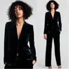 2 PCs Velvet Women Business Suits Party Business Hosen -Pants -Betriebs -Büro Formal Damen Work Wear Blazer Outfit Custom Made1450267