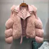 Deat冬のファッション長袖ラペルベルトのジャケットカジュアルな厚い肥厚の暖かいスプライシングの毛皮のコート女性13V1427 211220