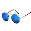 Lunettes de soleil Vintage Steampunk Flip Up Hommes Femmes Rétro Métal Rond Cadre Affûtage Design Jambes En Verre Courbé UV4001613465