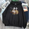 Söt Panda och Sloth Print Man's Hoodies Sweatshirts 2020 Winter Fleece Soft Tracksuits Hooded Pullover Ny utomhus sportkläder H0909