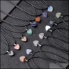 & Irregar Heart Chakra Pendant Healing Crystal Stone Quartz Necklaces Jewelry Fashion Women Men Energy Pendants Rope Chain Wholesale Drop De