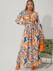 Marble Print Plunging Open Back Maxi Dress SHE