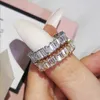 Choucong Marke Eheringe Luxusschmuck 925 Sterling Silber T Princess Cut Multi Color 5A Kubikzircon CZ Diamant Party Edelsteine Ewigkeit Damen Ring Geschenk