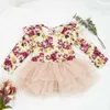 Pâques bébé fille robe gauze floral gauze manches longues gâteau princesse bodysuit vêtements 0-2Y E040 210610