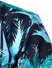 Męskie wakacje Casual Krótki Rękaw Aloha Hawaiian Koszula Palma Drukowane Tropikalne Blue Shirts Camisa Hawaiana 210721