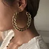 Punk esagerato Big Houg Huggie per le donne Party Link Chain Designer 18K oro placcato gioielli in lega di moda orecchino regalo
