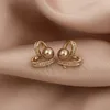 New Trendy Love Pearl Stud Inlaid Dazzling Zircon Ear studs Charm Lady Earrings Jewelry Unusual Gifts For Women girls