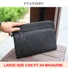 Men's Clutch Bag 100% Genuine Leather Large Capacity A4 Luxury Brand Woven Bag Busins Simple Style Classic Envelope Bag New