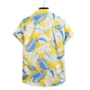 Folha Impressão Camisas Homens Manga Curta Mens Casuais Aloha Camisa Praia Feriado Hawaiian Camisas Verão Marca Aconchegante Estilo étnico Camisa 210524