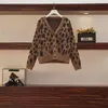 Camisola Mulheres Nova Camisola Outono Leopardo Cardigan Mulheres Casual Feminino Feminino Malha Abra Stitch Jumpers Wear 210422