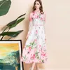 Mode Frauen Spitze Patchwork Bead Print Floral Runway Lange Maxi Kleid Süße Party Robe Femme Elegante Designer Urlaub Vestidos 210601