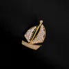 Madrry Cubic Zircon Sailboat Shape Brooches For Women Men Gold Color Lapel Pin Brooch Fine Gift Wedding Bridal Corsage